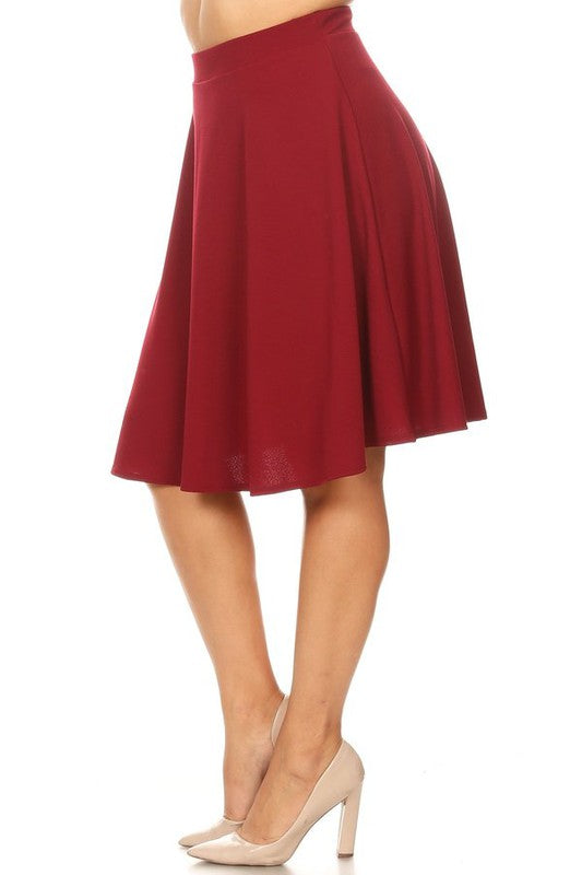 Red Knee Length Skirt