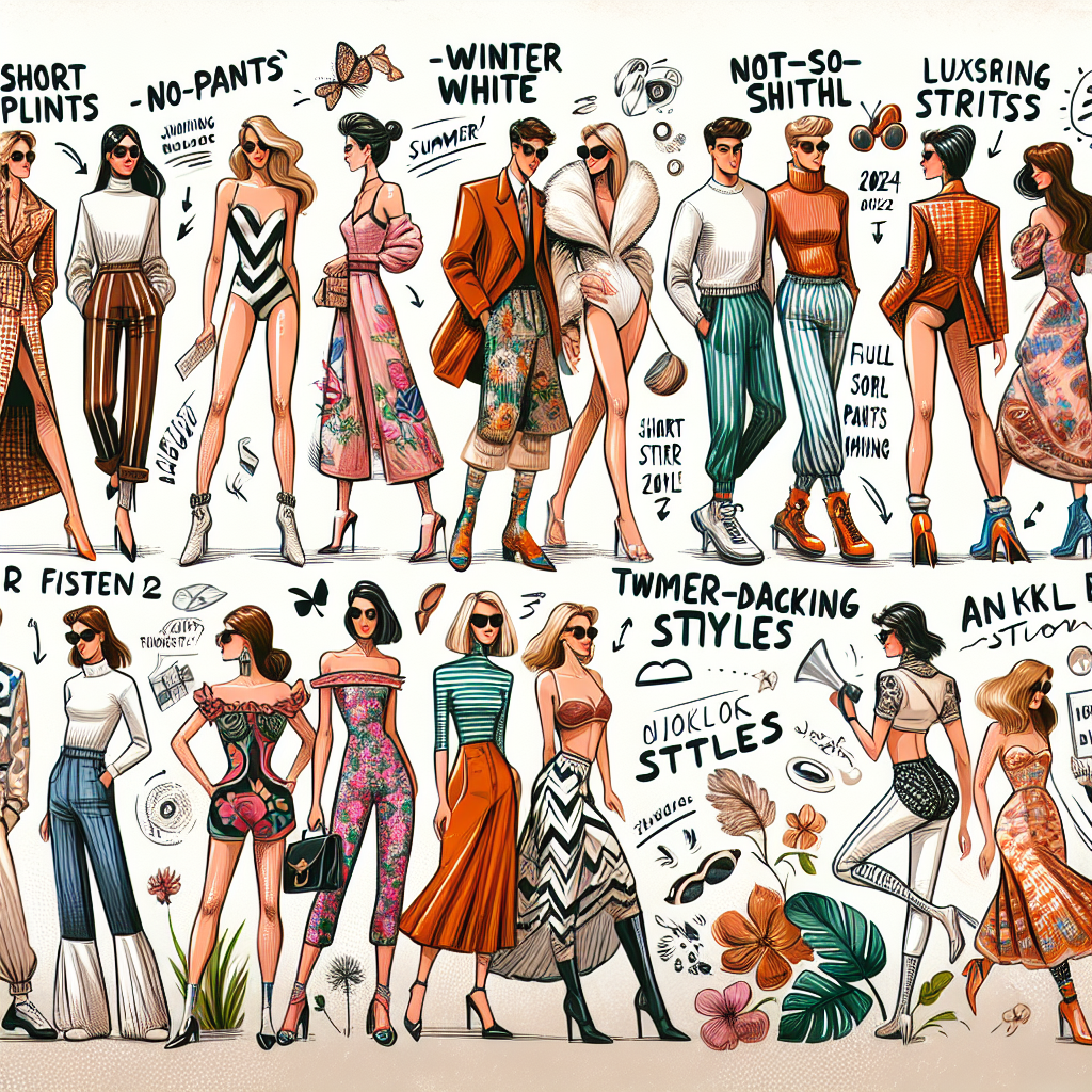 Picture of cartoon looking men and women wearing the latest fashion