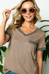 SOLID V NECK TOP