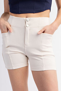 White Cotton Stretch Twill Short Pant