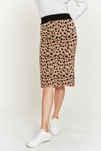 full view of brown midi skirt