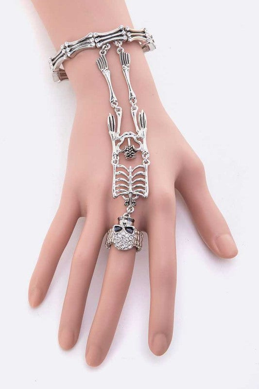 Crystal Skeleton Iconic Palm Bracelet Ring Set