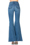 Back view of High Waisted Wide Mermaid Flare Denim Jeans