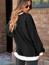 Mandy Contrast Trim Round Neck Long Sleeve Sweatshirt