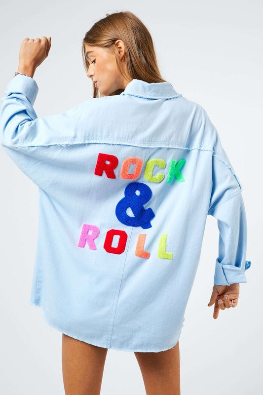 MULTI COLOR LETTERS FRINGED HEM DETAIL SHIRT