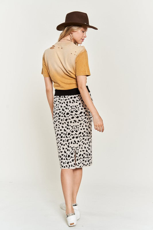 Back of black and white midi skirt