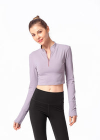 Sexy Long Sleeve Fitted Shirt with Zipper and Small Open Back