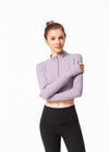 Purple Long Sleeve Fitted Shirt with Zipper and Small Open Back