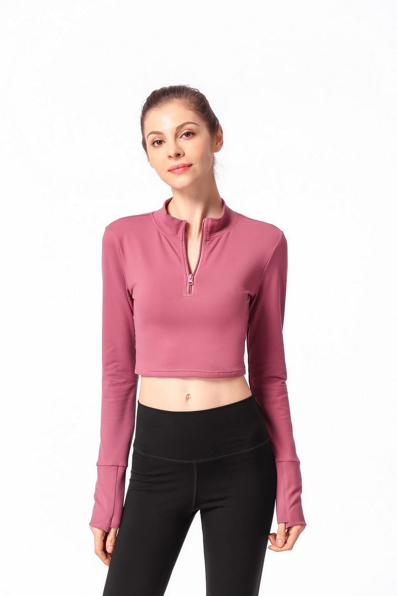 Popular Long Sleeve Fitted Shirt with Zipper and Small Open Back