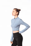 Cute Long Sleeve Fitted Shirt with Zipper and Small Open Back