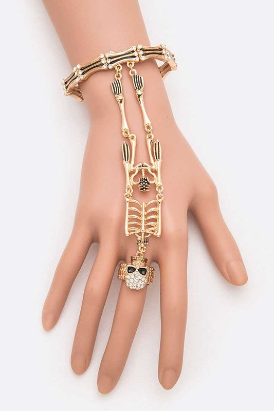 Crystal Skeleton Iconic Palm Bracelet Ring Set