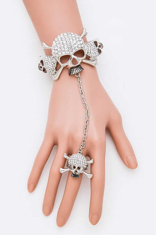 Crystal Skull Bangle Ring Set