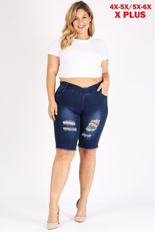 Cute 4X/5X-5X/6X Plus Size Jeggings Bermuda Pants