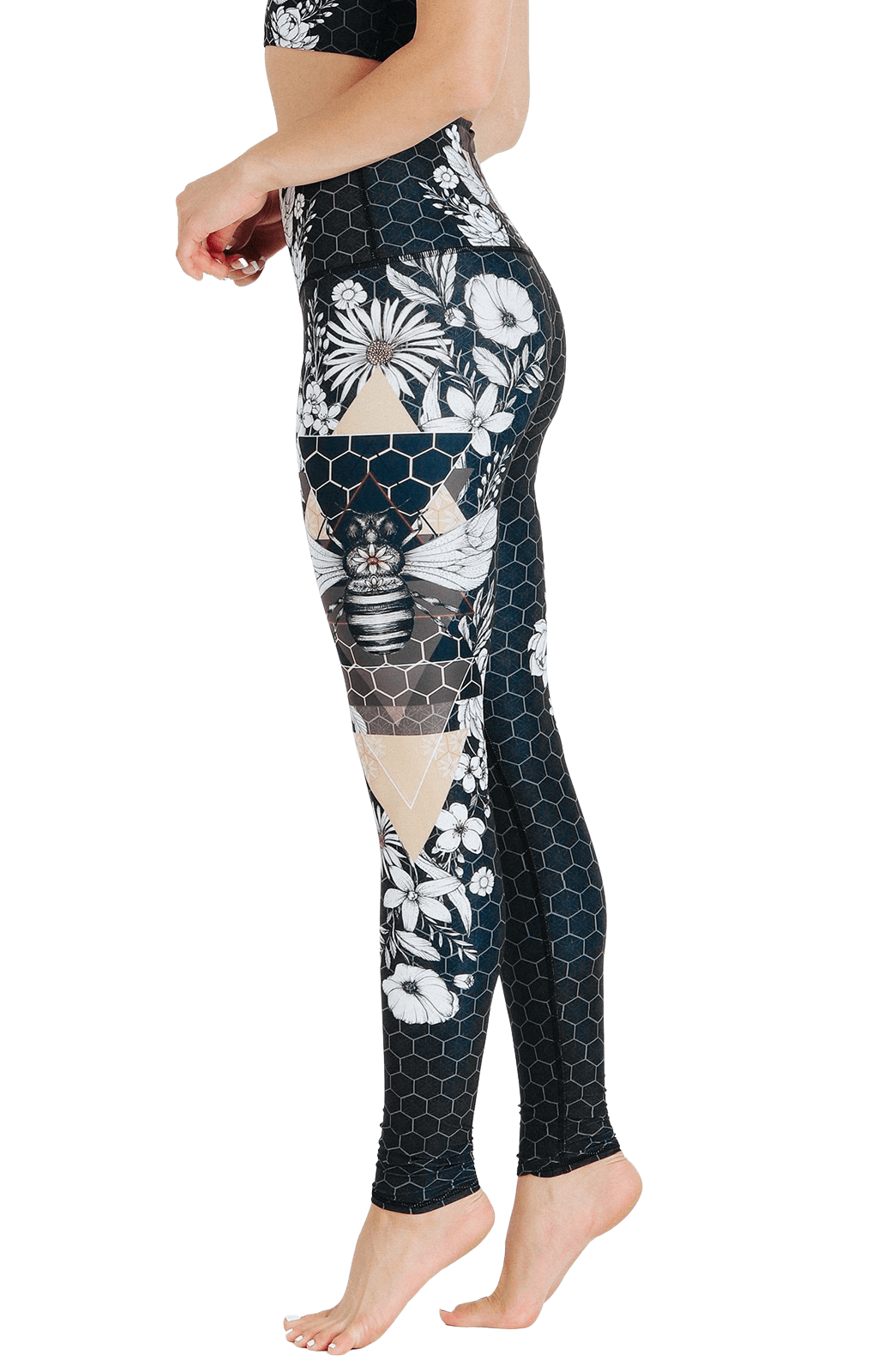 Side view of Beeloved Blackout Printed Yoga Legging