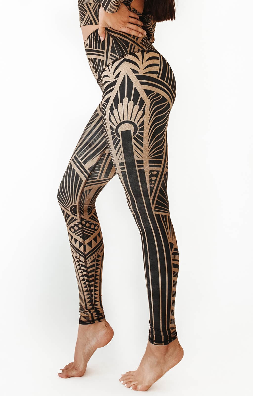 Side view of Elegant Empire Printed Yoga Leggings 