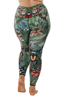 Green Thumb Printed Yoga Leggings by Yoga Democracy