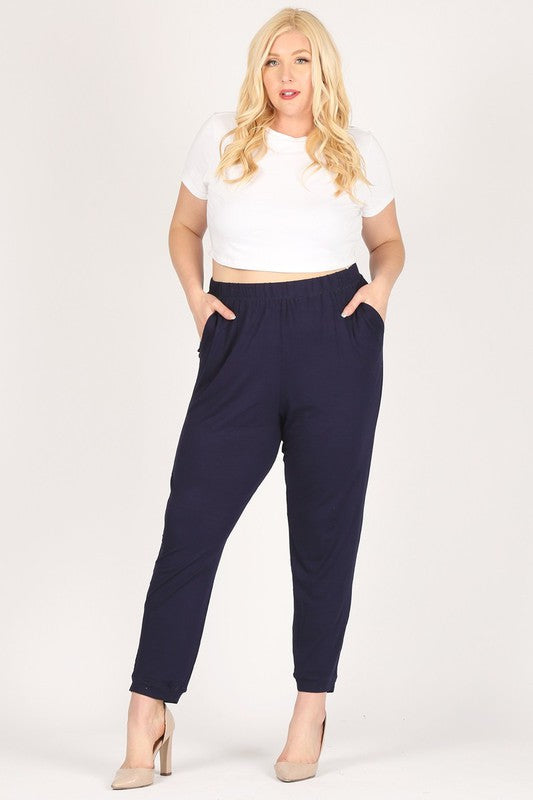 Black Plus Size High Waist Loose fit pants