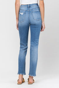 Super High Rise Distressed Straight Jeans