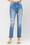 Super High Rise Distressed Straight Jeans