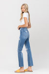 Super High Rise Distressed Straight Jeans