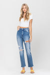 Super High Rise Distressed Straight Jeans