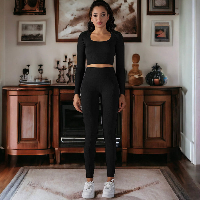 Black Long Sleeve Activewear Set