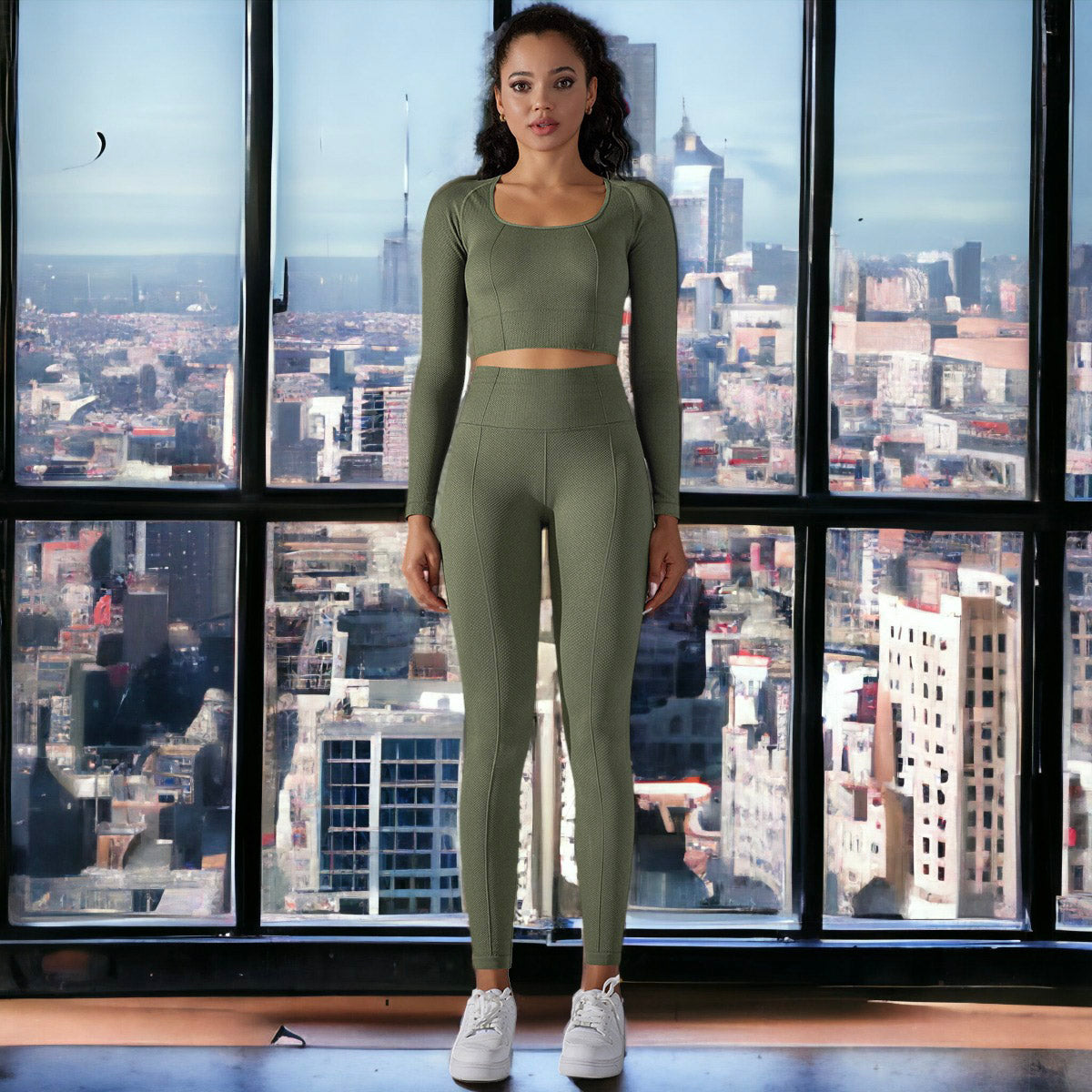 Green Long Sleeve Activewear Set