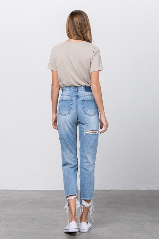 Cute HIGH WAIST TAPERED JEANS