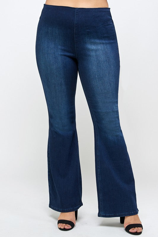 Denim PLUS SIZE MID-RISE BANDED WIDER FLARE JEANS