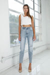 Front of HIGH RISE GIRLFRINED JEANS LIGHT WASH