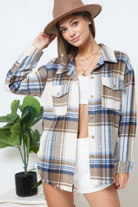 Yarn Dyed Plaid Shirt Jacket Shacket