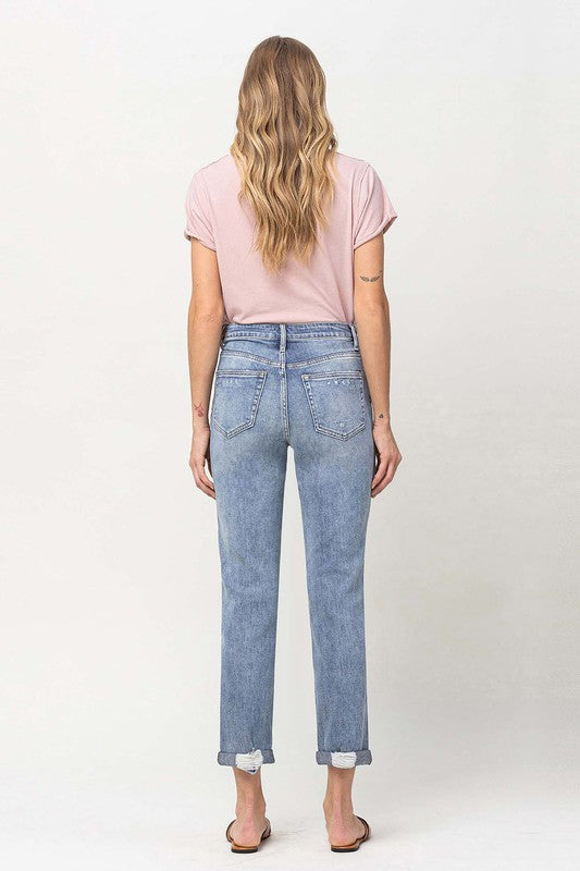 Distressed Stretch Boyfriend Jeans