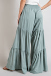 TIERED WIDE LEG PANTS-mint