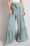 TIERED WIDE LEG PANTS-mint 