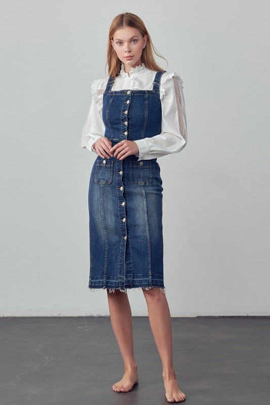 Preppy SUSPENDERS DENIM SKIRT