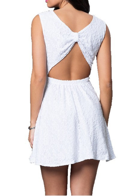 Back of JUNIORS LACE BOW-BACK DRESS