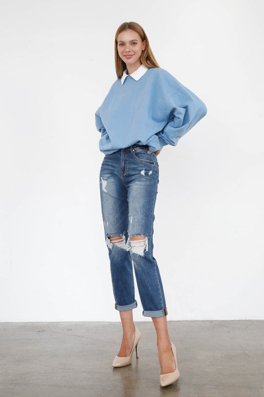 Popular summer HIGH RISE GIRLFRIEND JEANS