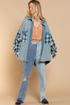 Long Sleeve With Plaid Detail Sleeve Shacket