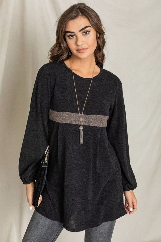 Knit Bishop Sleeve Mini Dress