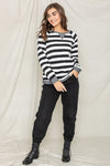 Front view of Plus Stripe V- Stich Tunic