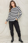 Long sleeve Plus Stripe V- Stich Tunic