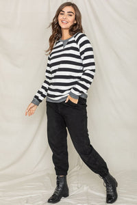 Side view of Plus Stripe V- Stich Tunic