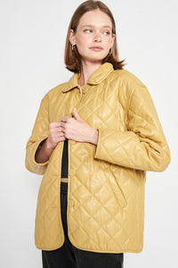 QUILTED PU BUTTON DOWN JACKET