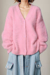 Pink Button Up Dropped Shoulder Cardigan