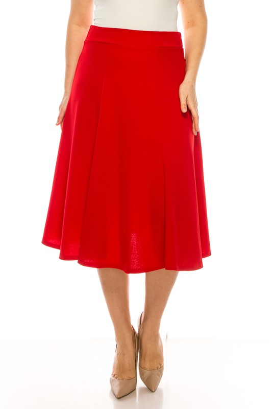 Plus size, paneled, A-line midi skirt