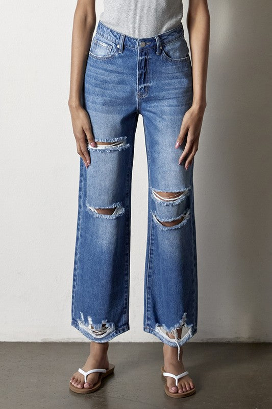 Popular Destroyed Straight Jeans