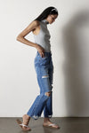 Trendy Destroyed Straight Jeans