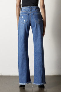 Sexy Distressed Frayed Hem Dad Jeans