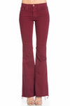 Burgundy Flare denim, jeans for ladies