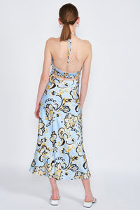 PRINTED HALTER NECK MAXI DRESS